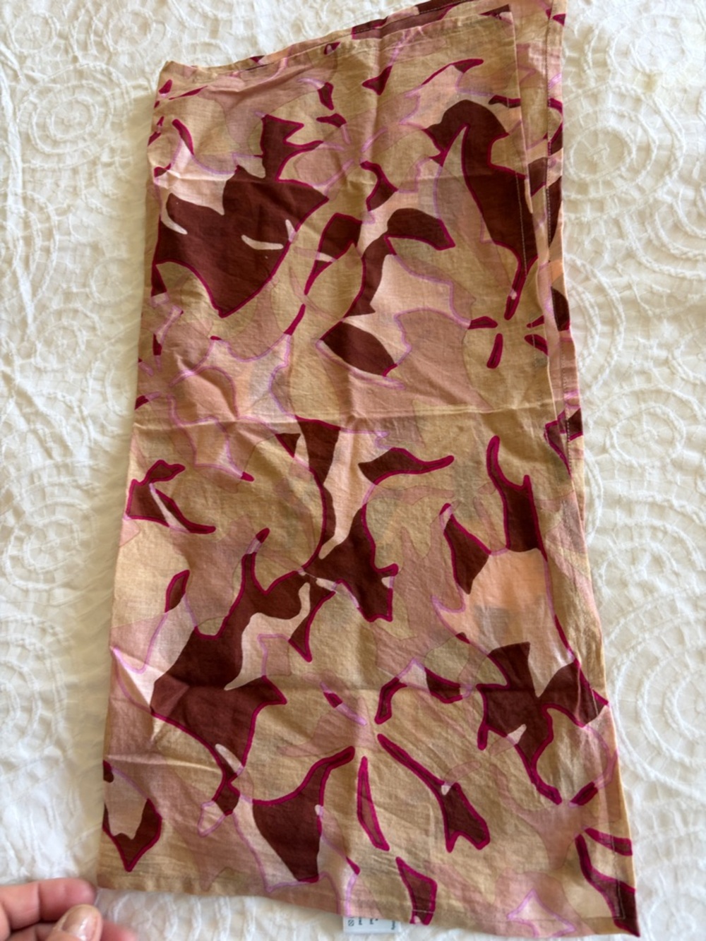 Roller Rabbit Pink Brown Abstract Print Scarf